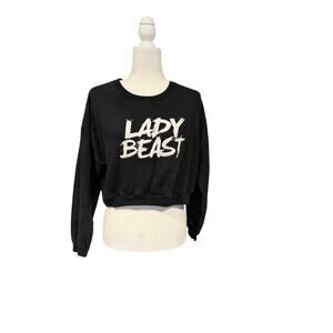 BEAST MODE Lady Beast Cropped Black Sweatshirt in One Sz Fits All